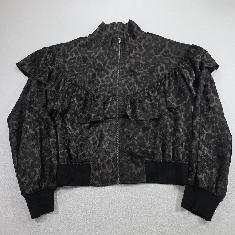 Current Air Women's Black Animal Print Jacket Size S Polyester Casual